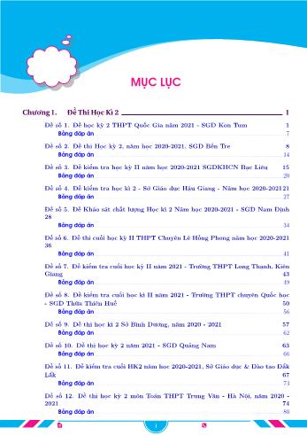 25 Đề thi học kì 2 môn Toán Lớp 12 - Năm học 2022 (Có đáp án)