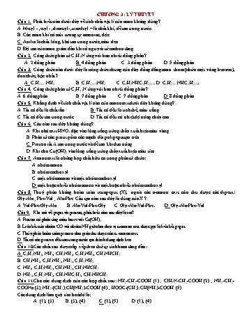 Trắc nghiệm Hóa học Lớp 12 - Chương 3+4 (Có đáp án)