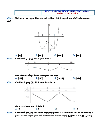 7 Đề ôn tập cuối học kì 1 môn Toán Lớp 12 - Năm học 2022-2023 (Có đáp án)