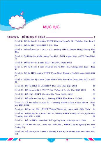 Bộ đề thi học kì 1 môn Toán Lớp 12 - Năm học 2022-2023