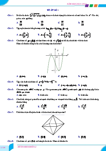 Đề ôn học kì 1 Lớp 12 - Đề 1-27 - Năm học 2021-2022