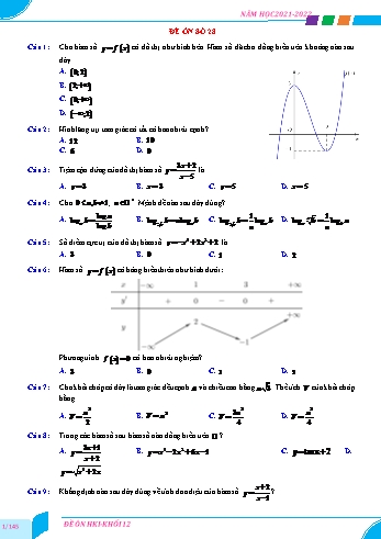 Đề ôn học kì 1 Lớp 12 - Đề 28-50 - Năm học 2021-2022
