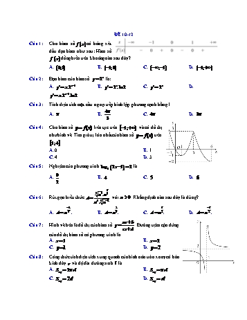 Đề ôn học kì 1 Toán Lớp 12 - Đề 10 - Năm học 2021-2022 (Có đáp án)