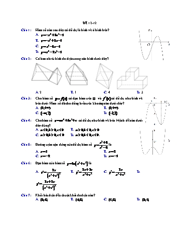 Đề ôn học kì 1 Toán Lớp 12 - Đề 12 - Năm học 2021-2022 (Có đáp án)
