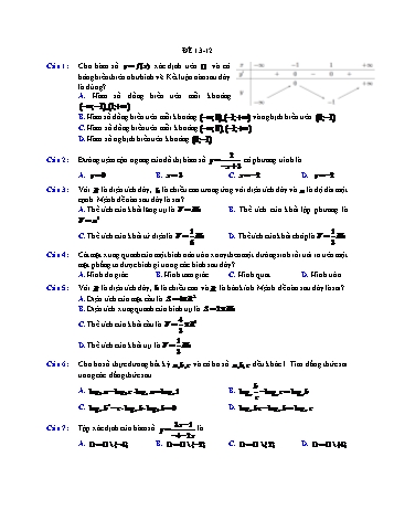 Đề ôn học kì 1 Toán Lớp 12 - Đề 13 - Năm học 2021-2022 (Có đáp án)