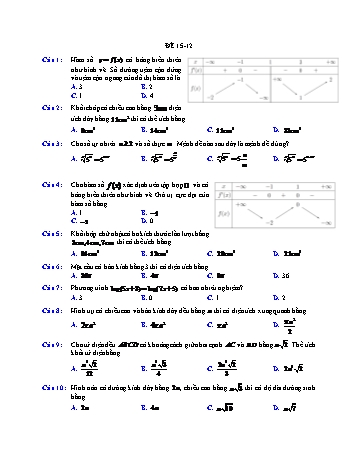 Đề ôn học kì 1 Toán Lớp 12 - Đề 15 - Năm học 2021-2022 (Có đáp án)