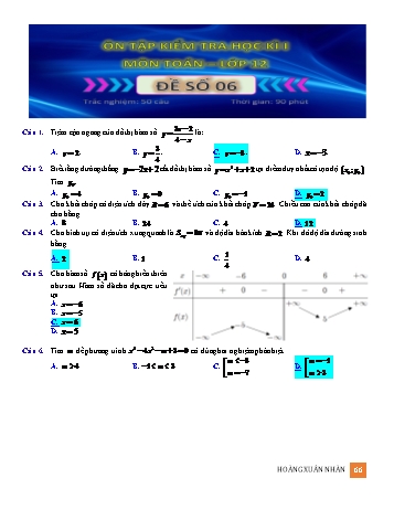 Ôn tập kiểm tra học kì 1 Toán Lớp 12 - Đề số 6 (Có hướng dẫn giải)