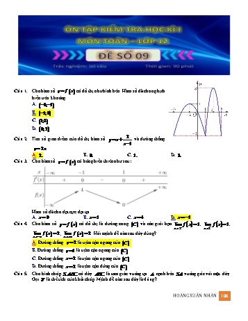 Ôn tập kiểm tra học kì 1 Toán Lớp 12 - Đề số 9 (Có hướng dẫn giải)