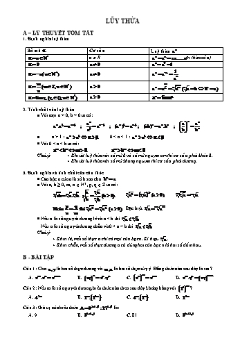 600 Câu trắc nghiệm Toán Lớp 12 - Mũ và Logarit (Có đáp án)