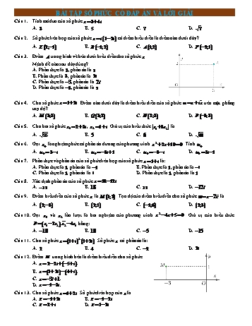 Bài tập Toán Lớp 12 - Số phức (Có lời giải)