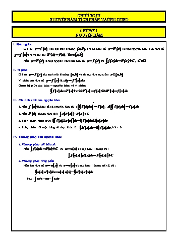 Chuyên đề Toán Lớp 12 - Chuyên đề: Nguyên hàm, tích phân và ứng dụng (Có đáp án)
