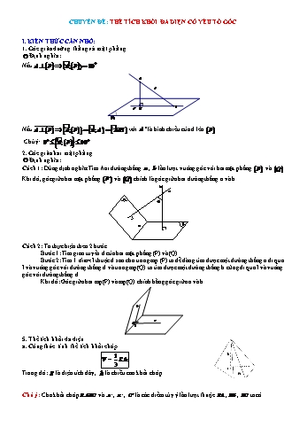 Chuyên đề Toán Lớp 12 - Chuyên đề: Thể tích khối da diện có yếu tố góc (Có lời giải)