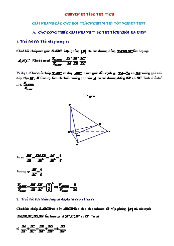 Chuyên đề Toán Lớp 12 - Chuyên đề: Tỉ số thể tích (Có đáp án)