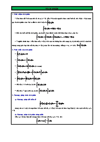 Chuyên đề Toán Lớp 12 - Chuyên đề: Tích phân (Có đáp án)