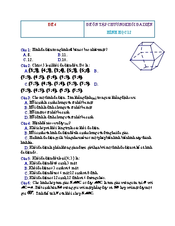 Đề ôn tập Hình học Lớp 12 - Chương 1: Khối đa diện - Đề 4 (Có đáp án)