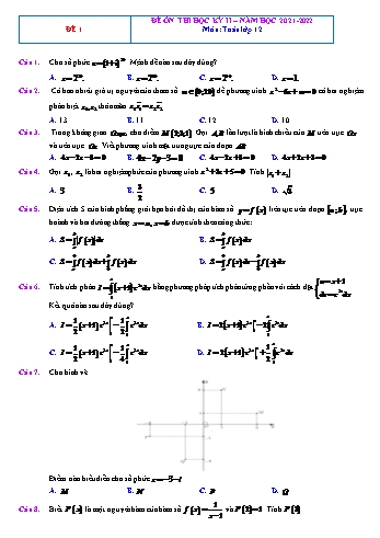 Đề ôn thi học kì 2 Toán Lớp 12 - Đề 1 - Năm học 2021-2022 (Có đáp án)