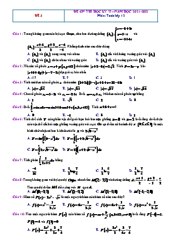 Đề ôn thi học kì 2 Toán Lớp 12 - Đề 3 - Năm học 2021-2022 (Có đáp án)