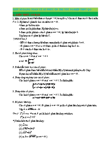 Một số dạng toán ôn thi Tốt nghiệp THPT Quốc gia môn Toán - Số phức