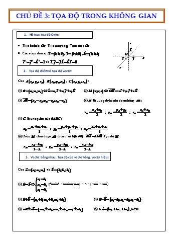 Trắc nghiệm Toán Lớp 12 - Chủ đề 3: Tọa độ trong không gian