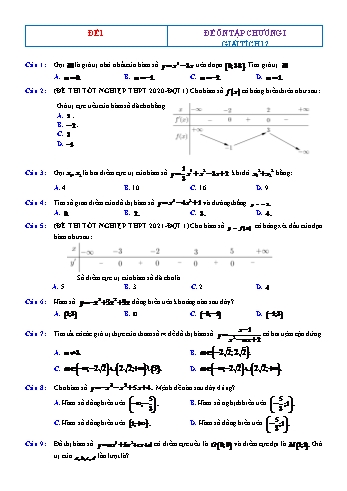 12 Đề ôn tập Giải tích Lớp 12 - Chương 1 (Có đáp án)