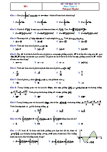 14 Đề thi học kì 2 Toán Lớp 12 (Có đáp án)