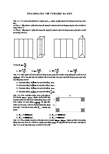 Bài tập Toán Lớp 12 - Ứng dụng của thể tích khối đa diện (Có đáp án)