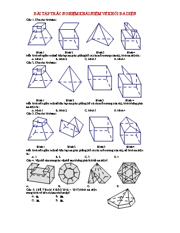 Bài tập trắc nghiệm Toán Lớp 12 - Khái niệm về khối đa diện (Có đáp án)