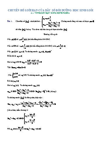 Chuyên đề bồi dưỡng học sinh giỏi Toán Lớp 12 - Giới hạn của dãy số (Có đáp án)