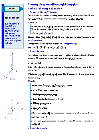 Chuyên đề trắc nghiệm Toán Lớp 12 - Chủ đề 1: Phương pháp tọa độ trong không gian (Có đáp án)