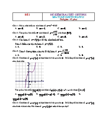 Đề kiểm tra 1 tiết Giải tích Lớp 12 - Chương 1 - Đề 2 (Có đáp án)