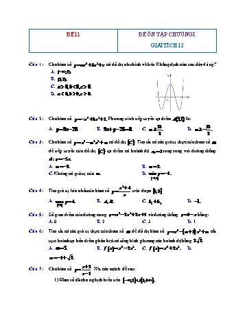 Đề ôn tập Giải tích Lớp 12 - Chương 1 - Đề 11 (Có đáp án)