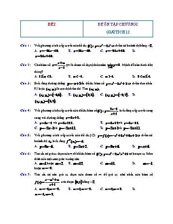 Đề ôn tập Giải tích Lớp 12 - Chương 1 - Đề 2 (Có đáp án)