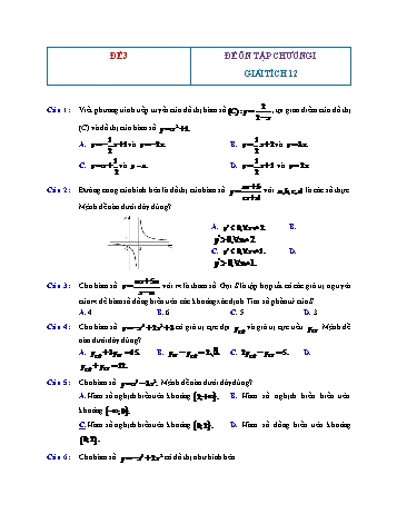 Đề ôn tập Giải tích Lớp 12 - Chương 1 - Đề 3 (Có đáp án)