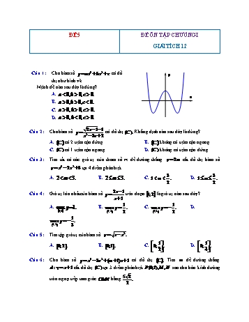 Đề ôn tập Giải tích Lớp 12 - Chương 1 - Đề 5 (Có đáp án)