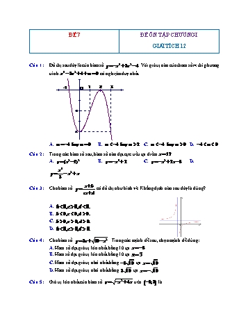 Đề ôn tập Giải tích Lớp 12 - Chương 1 - Đề 7 (Có đáp án)