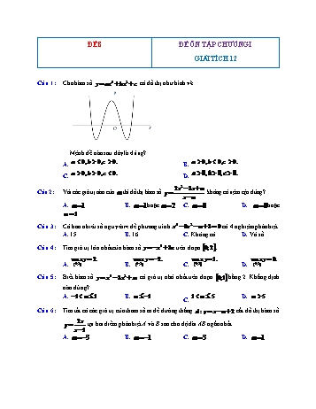 Đề ôn tập Giải tích Lớp 12 - Chương 1 - Đề 8 (Có đáp án)