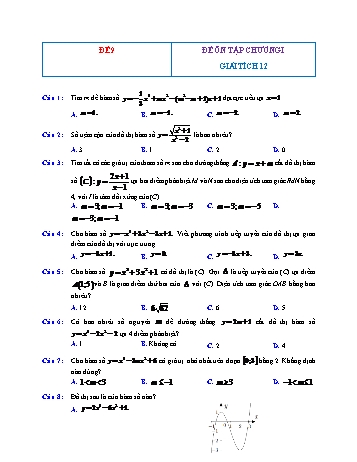 Đề ôn tập Giải tích Lớp 12 - Chương 1 - Đề 9 (Có đáp án)