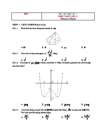 Đề thi học kì 1 Toán Lớp 12 - Đề 2 (Có đáp án)