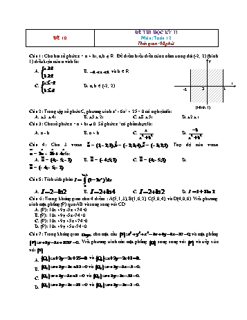 Đề thi học kì 2 Toán Lớp 12 - Đề 10 (Có đáp án)