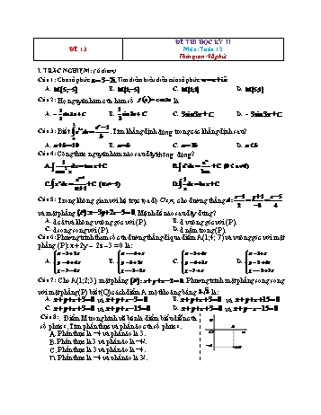 Đề thi học kì 2 Toán Lớp 12 - Đề 13 (Có đáp án)