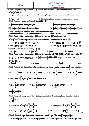 Đề thi học kì 2 Toán Lớp 12 - Đề 14 (Có đáp án)