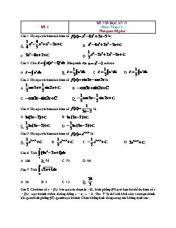 Đề thi học kì 2 Toán Lớp 12 - Đề 2