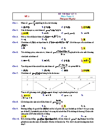 Đề thi học kì 2 Toán Lớp 12 - Đề 3 (Có đáp án)