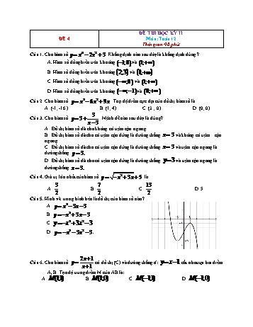 Đề thi học kì 2 Toán Lớp 12 - Đề 4 (Có đáp án)