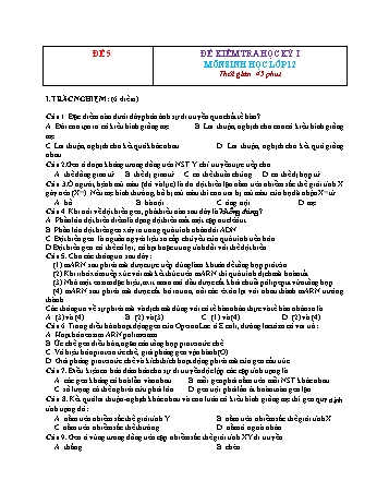 Đề kiểm tra học kì 1 Sinh học Lớp 12 - Đề 5 (Có đáp án)