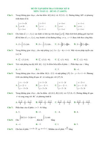 Đề ôn tập kiểm tra cuối học kì 2 Toán Lớp 12 - Đề số 27 (Có hướng dẫn giải chi tiết)