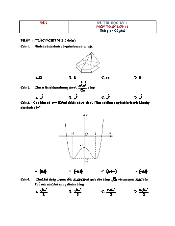 Đề thi học kì 1 môn Toán Lớp 12 - Đề 2 (Có đáp án)