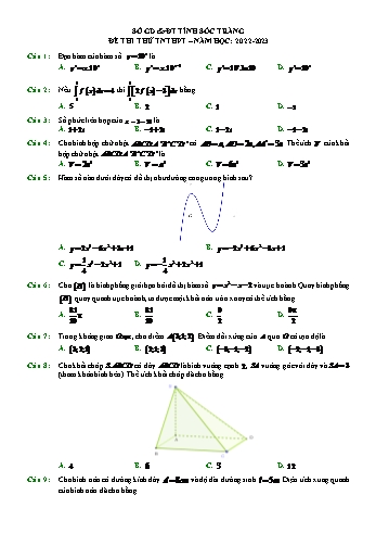 Đề thi thử Tốt nghiệp THPT môn Toán - Năm học 2022-2023 - Sở GD&ĐT Sóc Trăng (Có lời giải)
