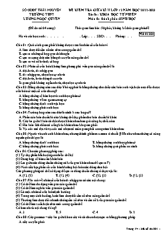 Đề kiểm tra giữa kì 2 Sinh học Lớp 12 - Mã đề 001 - Năm học 2022-2023 - Trường THPT Lương Ngọc Quyến